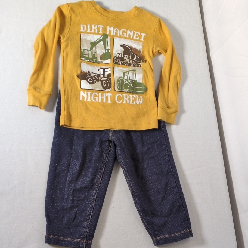 Carter's top and pants with  Dump Truck and Grader  for 24 months